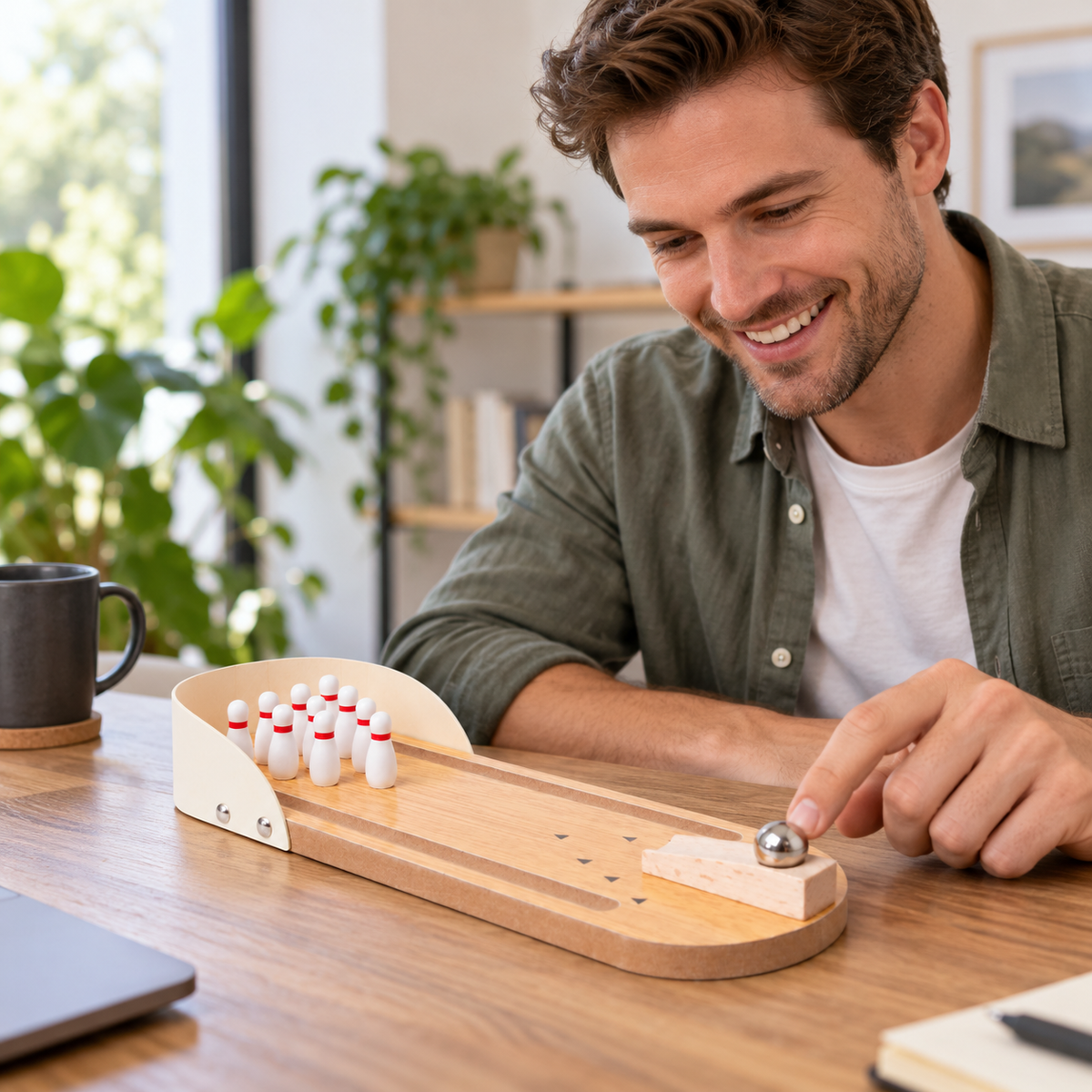 π³ Mini Desktop Bowling Game | Wooden Lane | Fun Anywhere