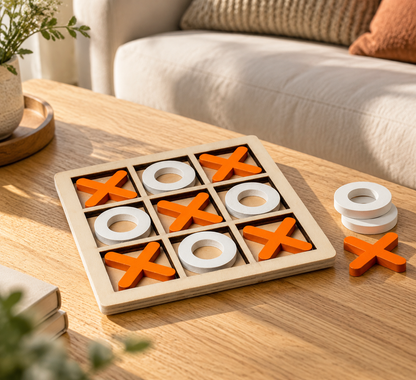 Tabletop Mini Bowling Game Set — Cream & Coral Pins with Blue and Yellow Balls
