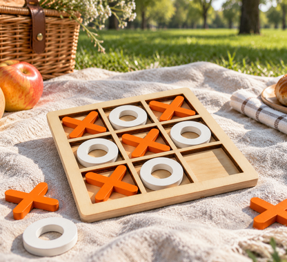 Tabletop Mini Bowling Game Set — Cream & Coral Pins with Blue and Yellow Balls