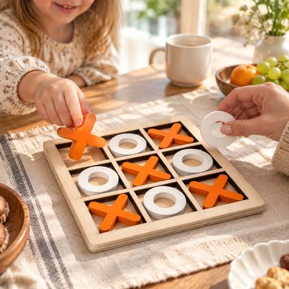 Tabletop Mini Bowling Game Set — Cream & Coral Pins with Blue and Yellow Balls