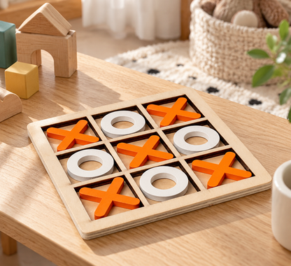 Tabletop Mini Bowling Game Set — Cream & Coral Pins with Blue and Yellow Balls