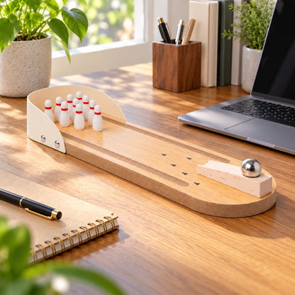 🎳 Mini Desktop Bowling Game | Wooden Lane | Fun Anywhere