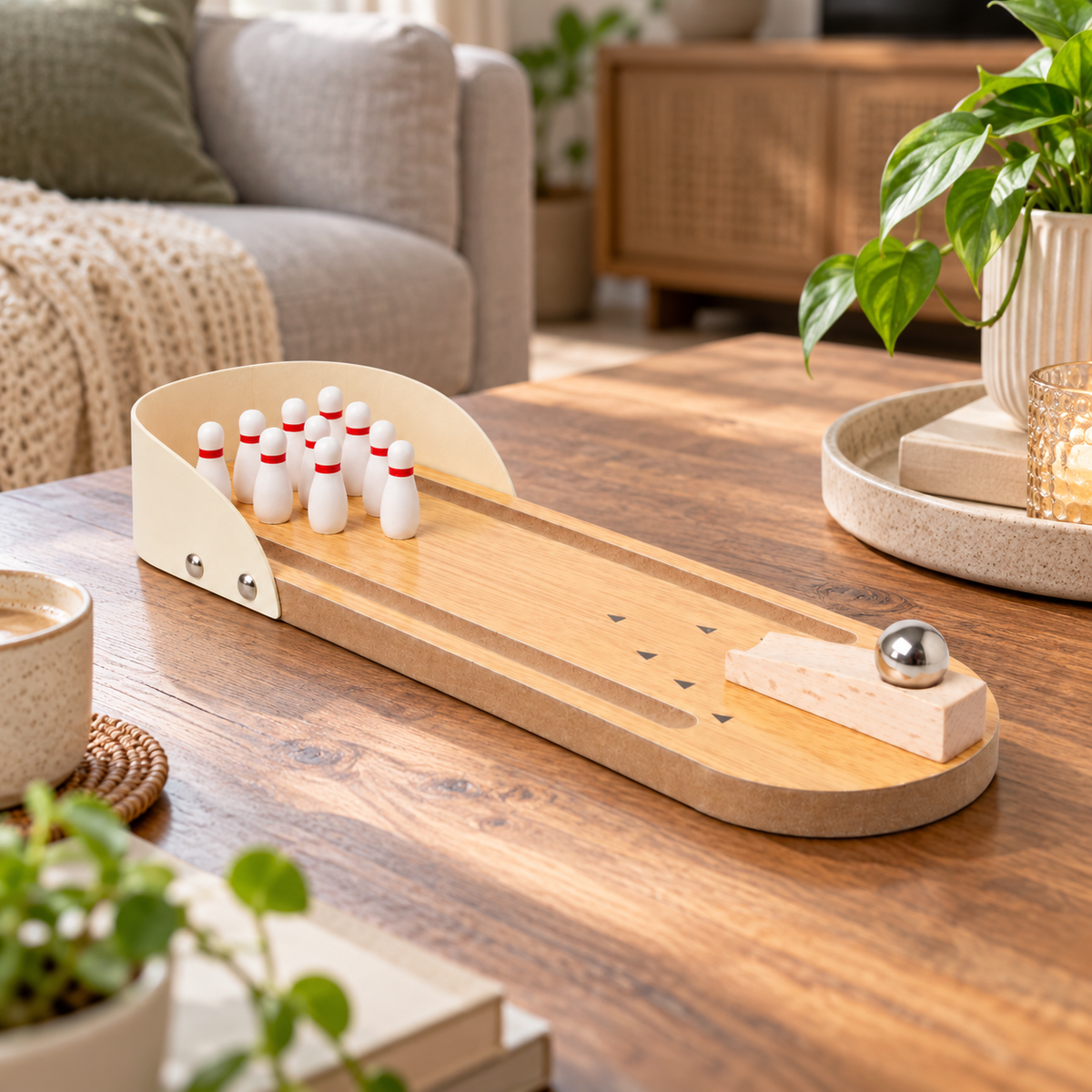 🎳 Mini Desktop Bowling Game | Wooden Lane | Fun Anywhere