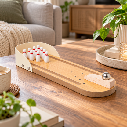 🎳 Mini Desktop Bowling Game | Wooden Lane | Fun Anywhere