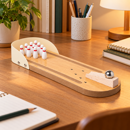 🎳 Mini Desktop Bowling Game | Wooden Lane | Fun Anywhere