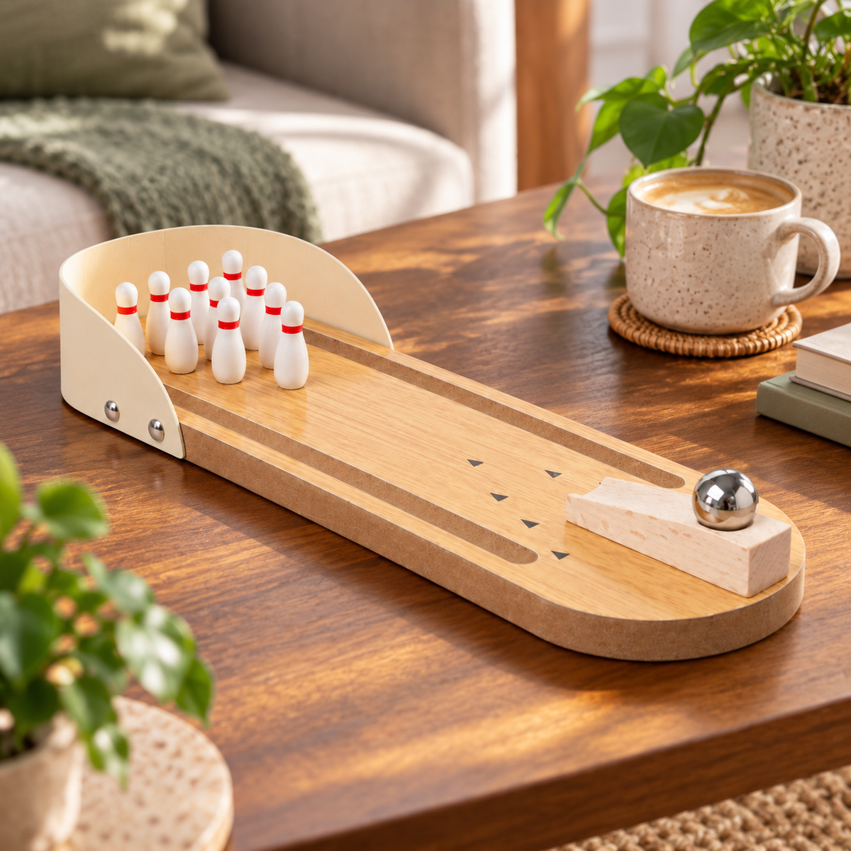 🎳 Mini Desktop Bowling Game | Wooden Lane | Fun Anywhere