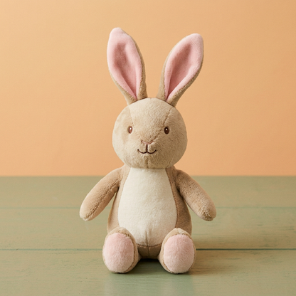 Oatmeal bunny plush pink lined ears and feet detail