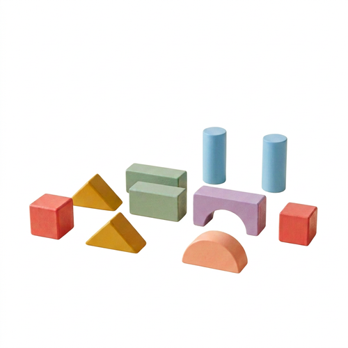 Ten rainbow shape blocks isolated on pure white background