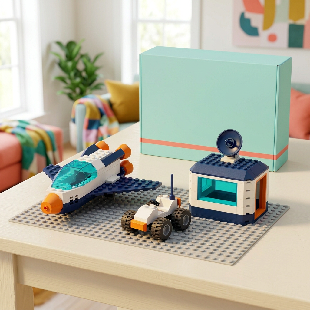 Space building set on a home tabletop