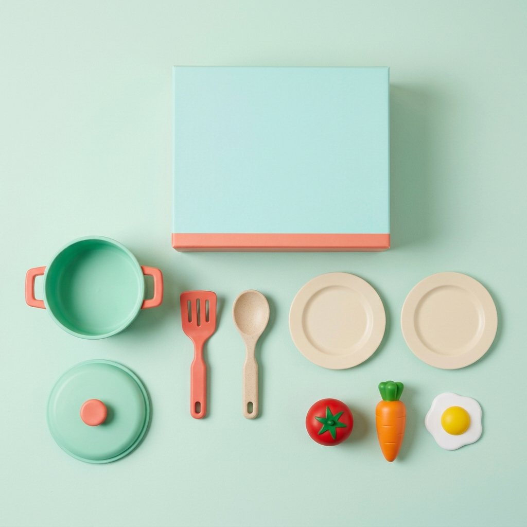 Pretend kitchen set overhead component layout