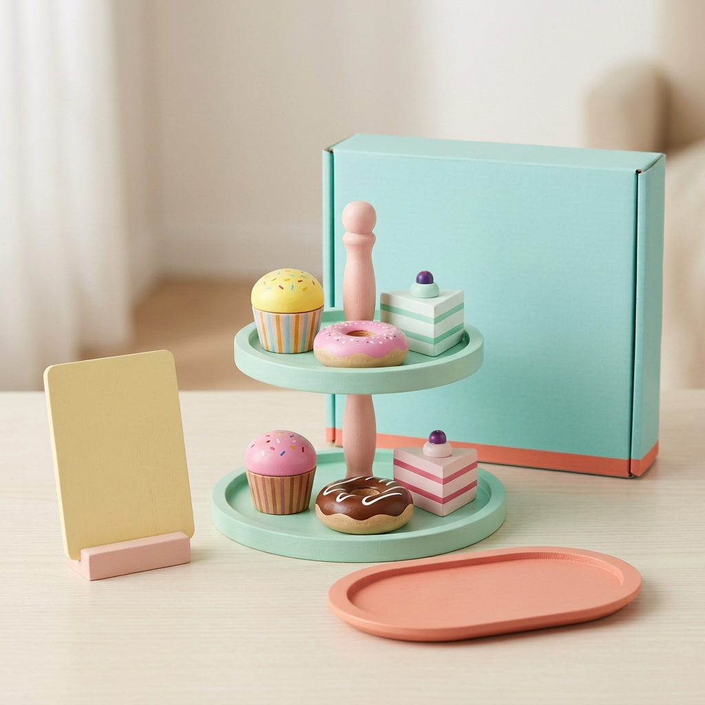 Dessert shop toy set in a home setting