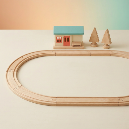 Little station and natural wooden tree details