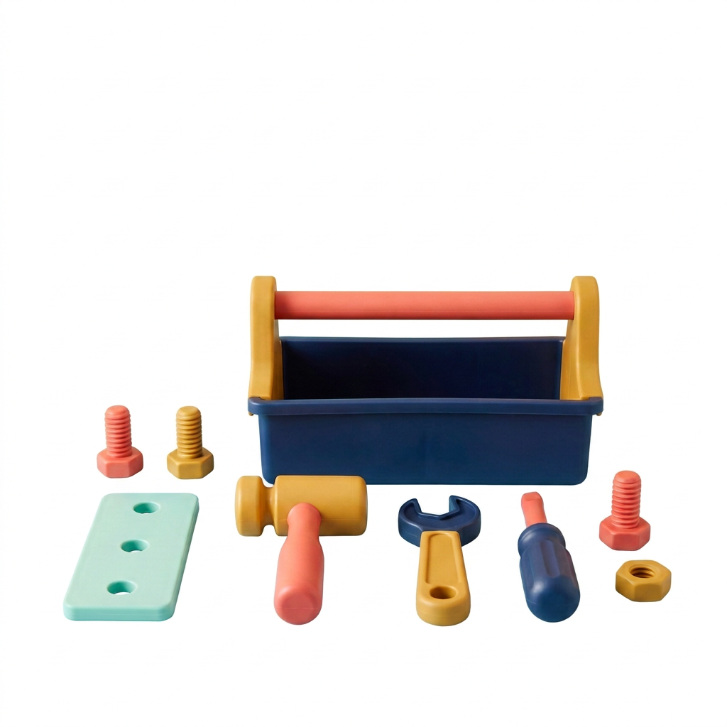 Pretend tool kit on pure white background