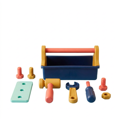 Pretend tool kit on pure white background