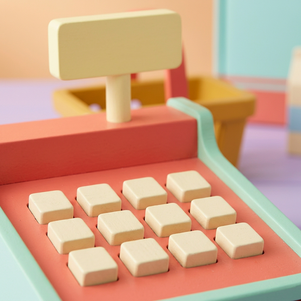 Toy register blank keys and display detail