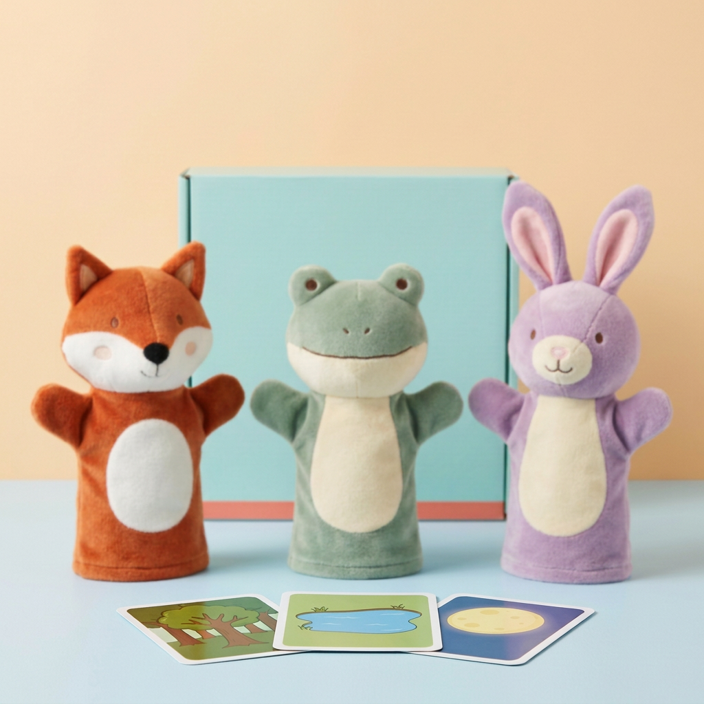 Forest, pond and moon illustrated story cards