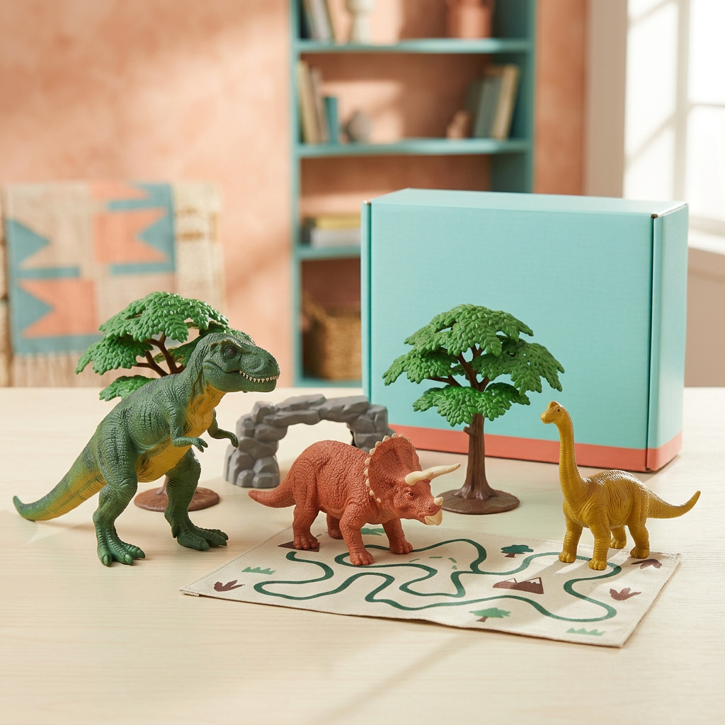 Dinosaur play set on a home tabletop