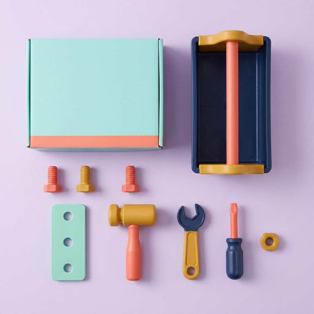 Pretend tool kit overhead layout