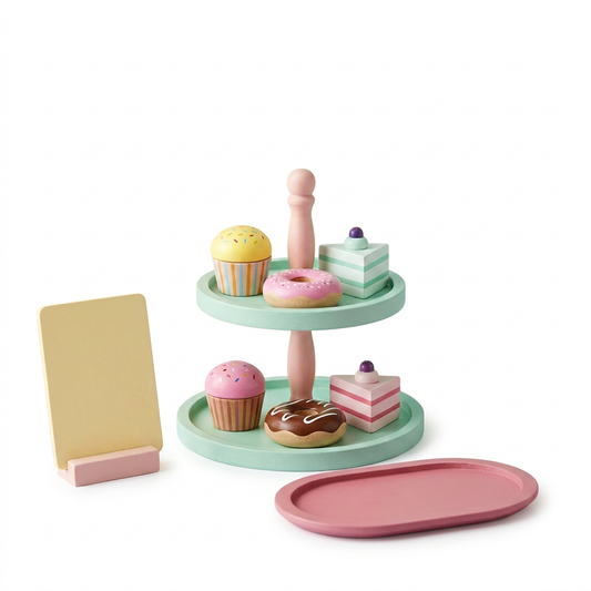 Dessert shop toy set on pure white background