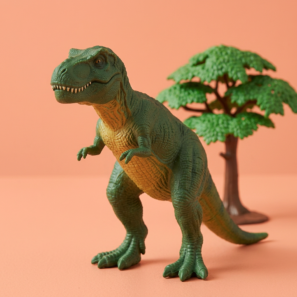 Green tyrannosaurus toy surface details