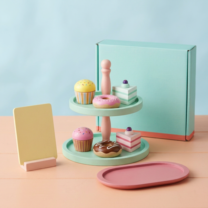 Dessert shop toy set elevated studio view