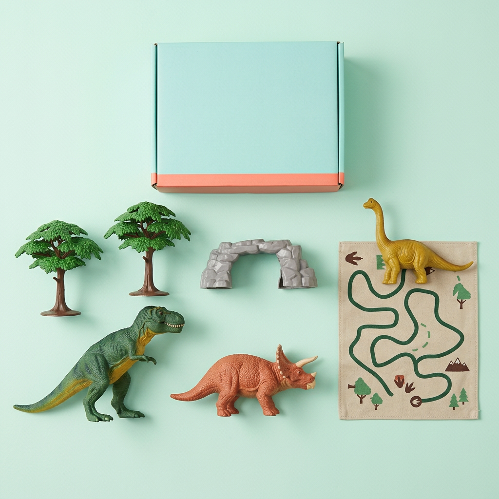 Dinosaur play set overhead component layout