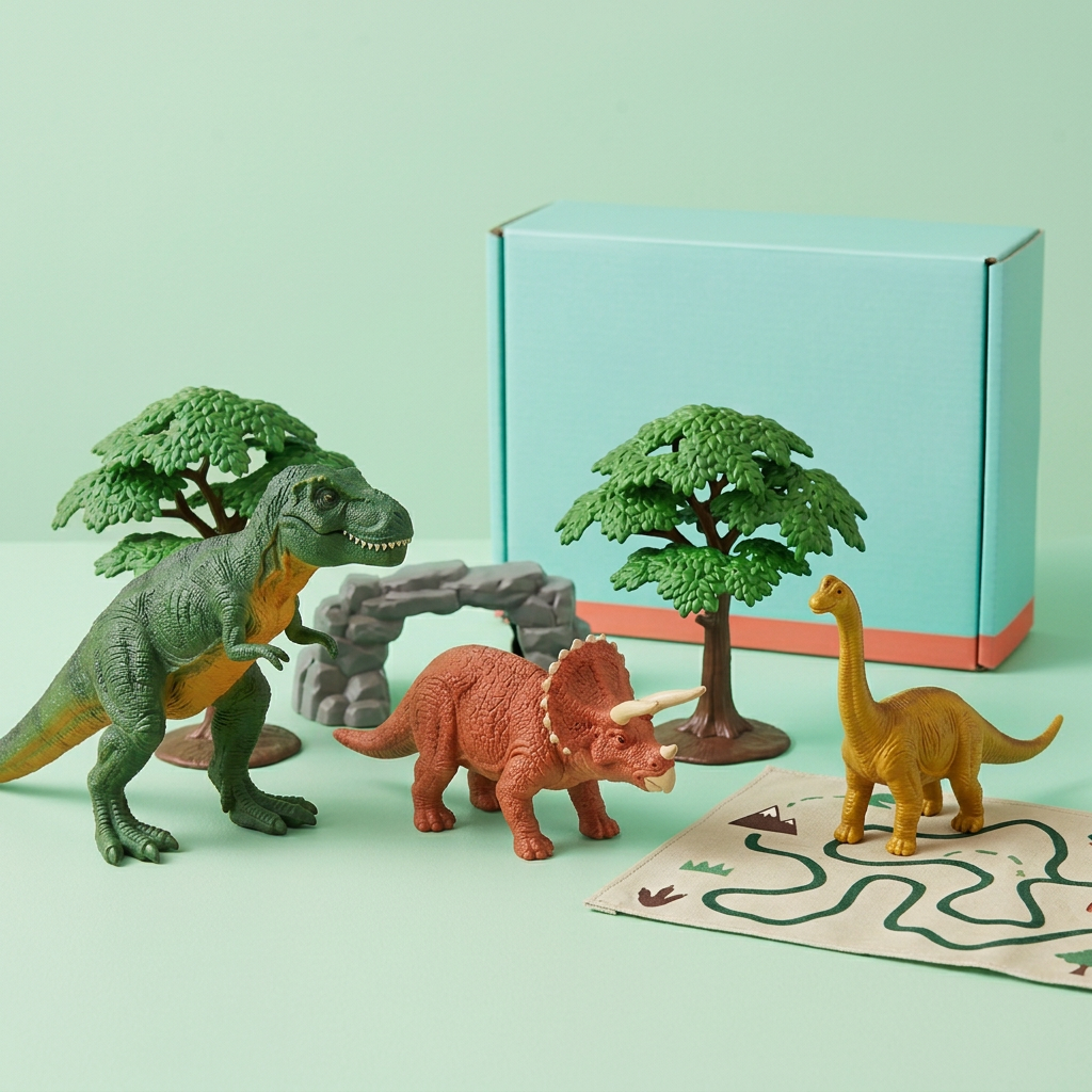 Dinosaur play set elevated studio view