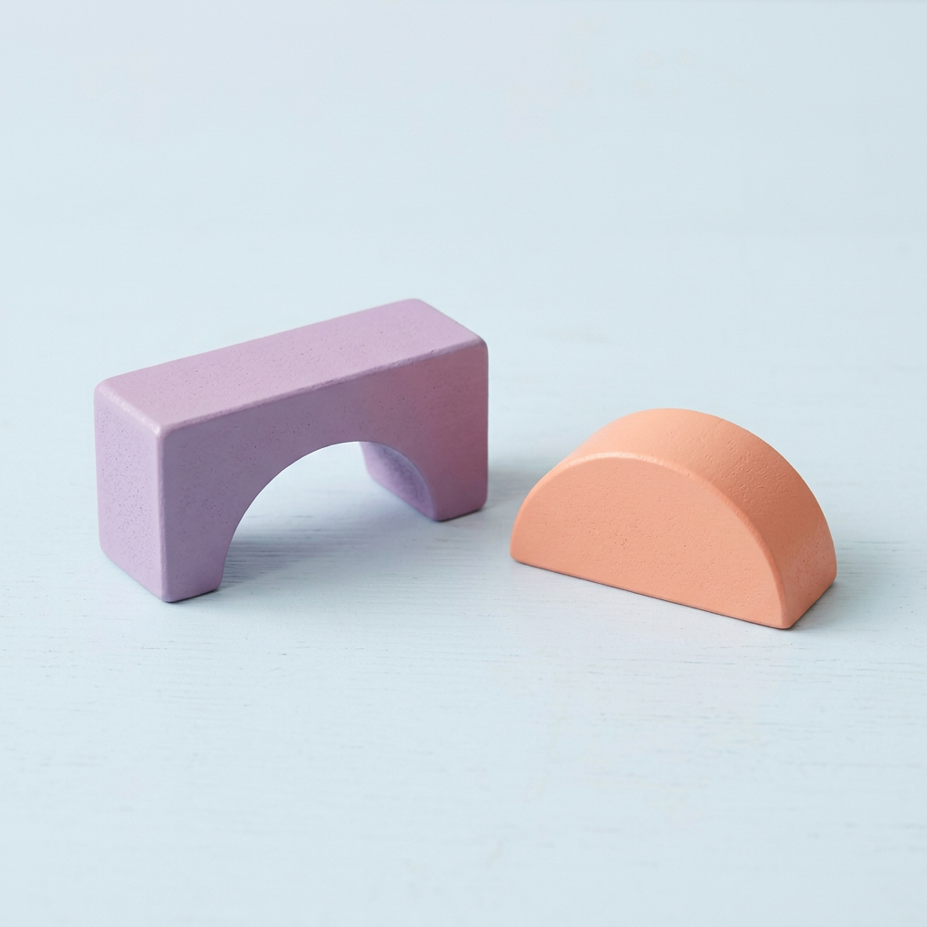 Lavender arch and peach semicircle block detail
