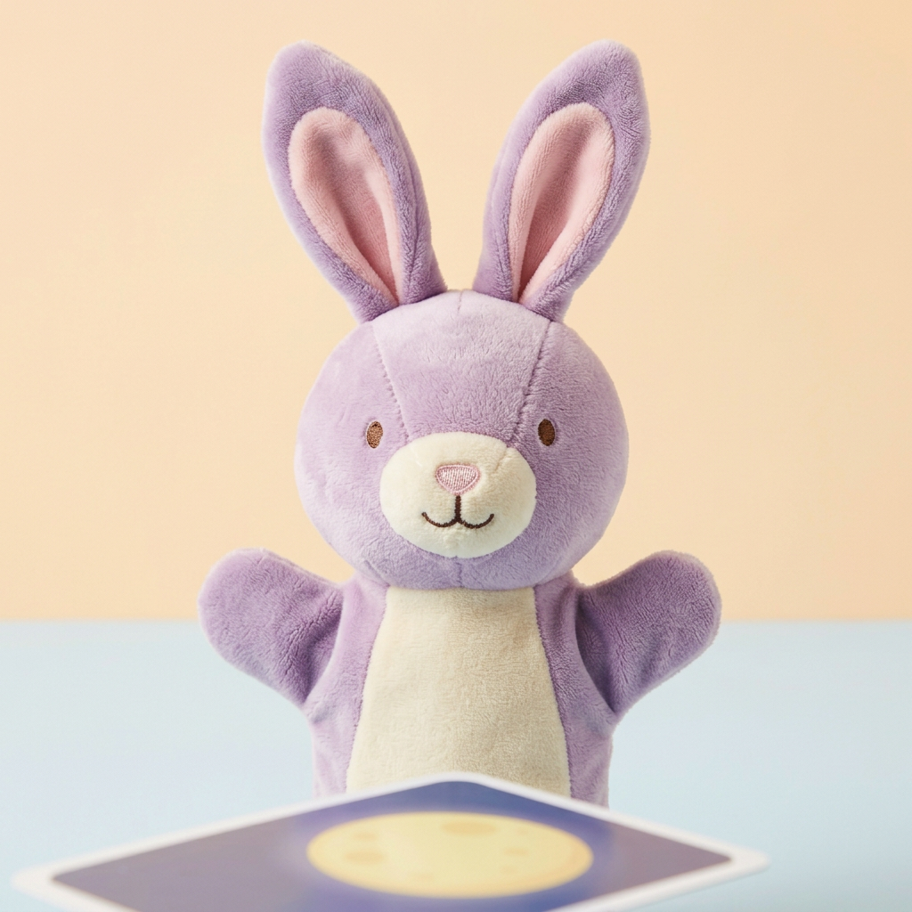 Lavender rabbit hand puppet ear and sleeve detail